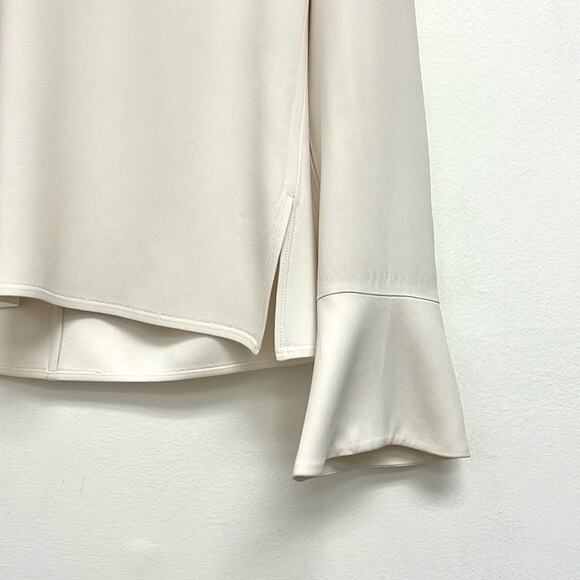 Akris Punto Luxury Minimalist Bell Sleeve Scoop Neck Tailored Career Top US8 - Picture 8 of 13